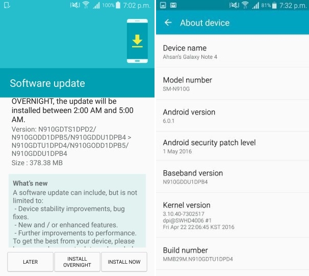 Samsung is rolling out May Security Patch for Note 4 in India