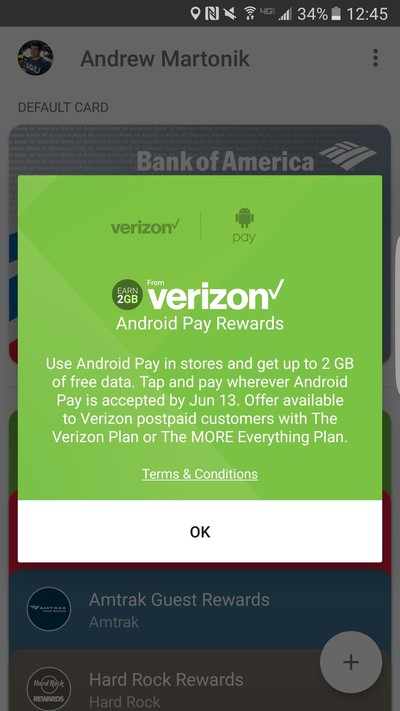 get 2gb free data on verizon by using android pay