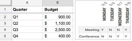 google sheets