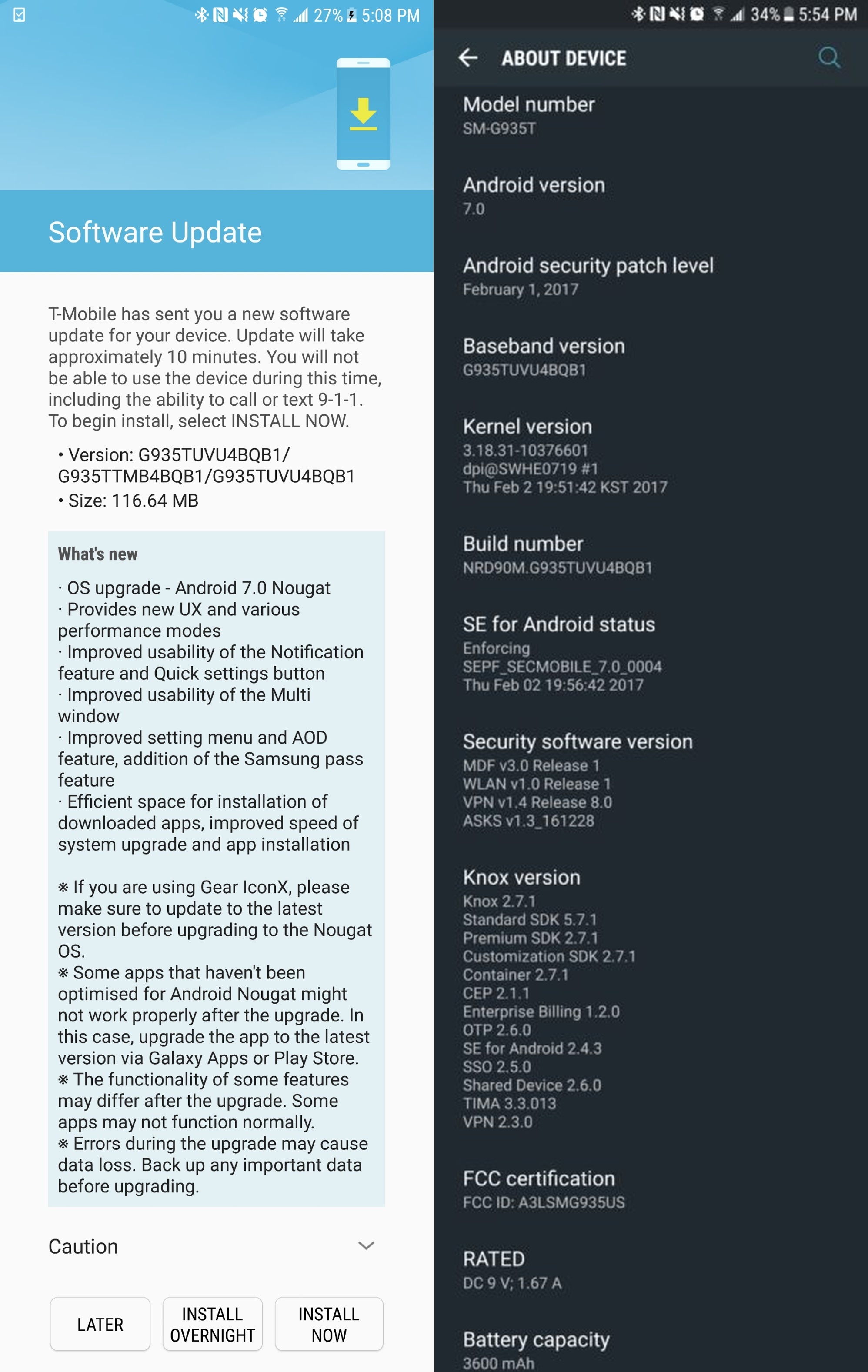 samsung galaxy s7 and s7 edge on t-mobile network starts getting android 7.0 nougat update