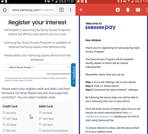 samsung pay finally coming to india, registrations are open now