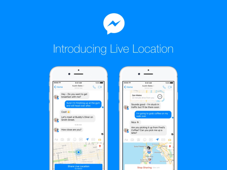 share live location on facebook messenger