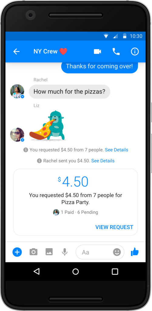 group payments in messenger