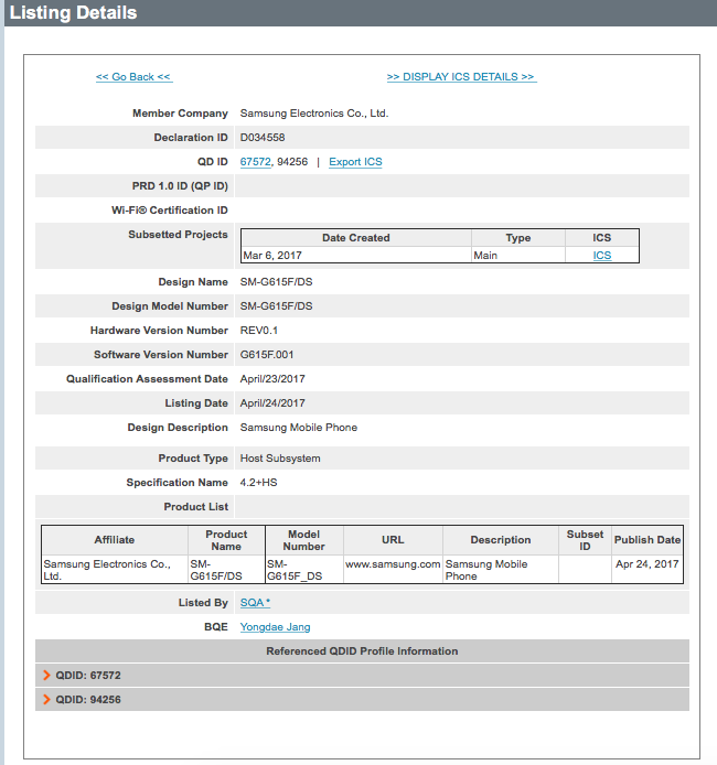 samsung galaxy on7 pro 2017 spotted at bluetooth sig