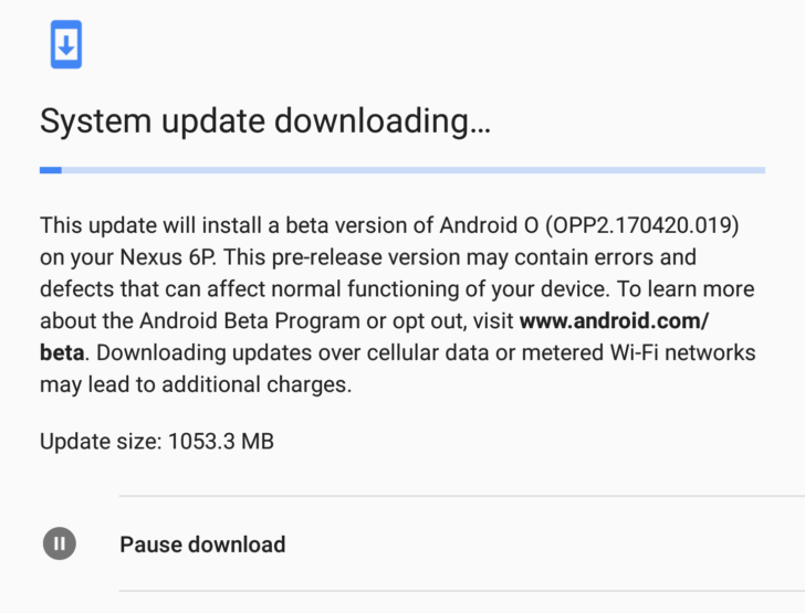 android o now lets you to pause system update and resume it later on