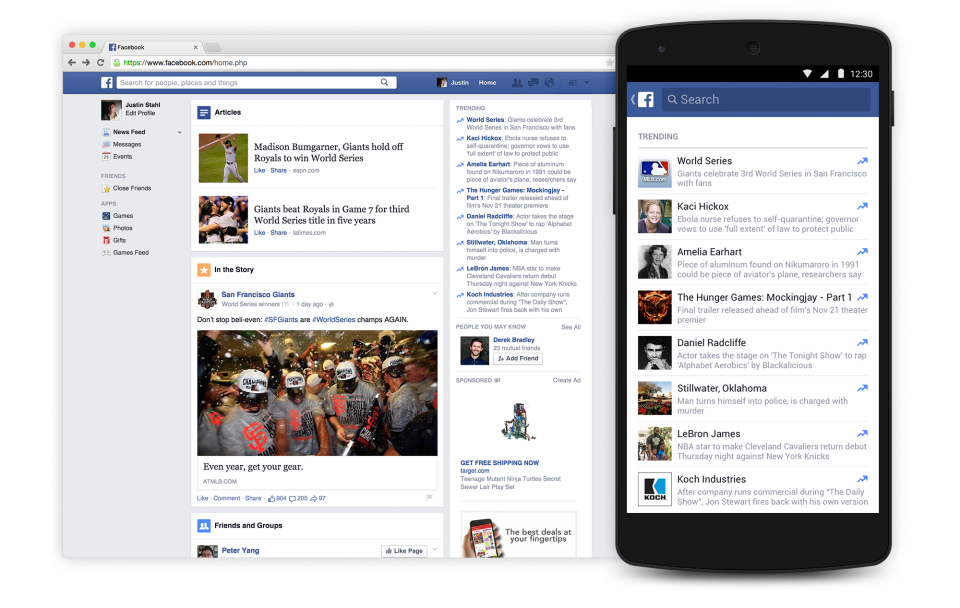 facebook app gets updated with trending section