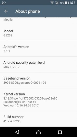 first sony xperia xzs update