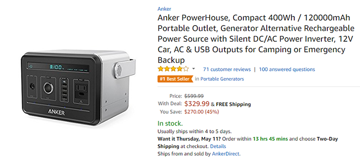deal: buy anker 120,000mah powerhouse for $329 ($270 off) on amazon