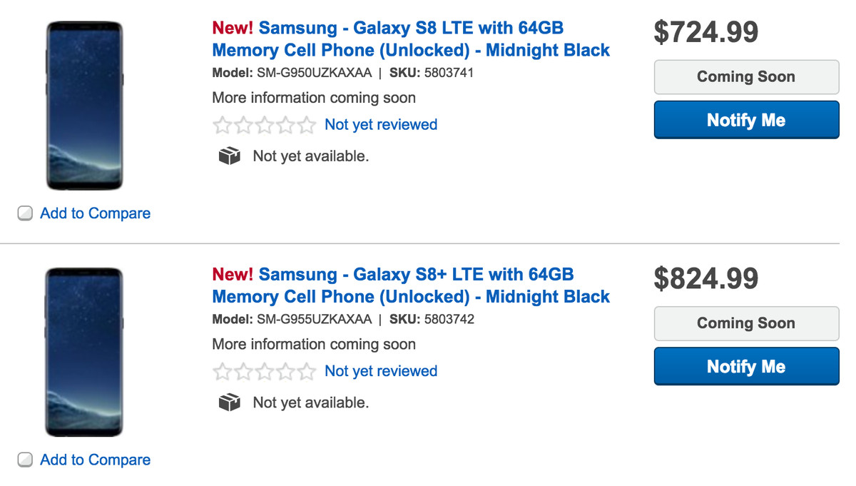 samsung galaxy s8 and s8 plus unlocked up for pre-order now in the u.s
