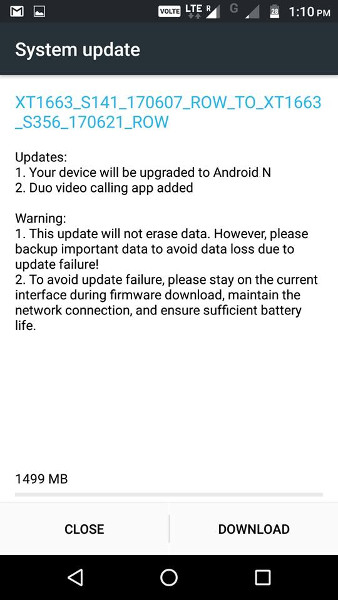 moto m starts recieving android 7.0 nougat in india