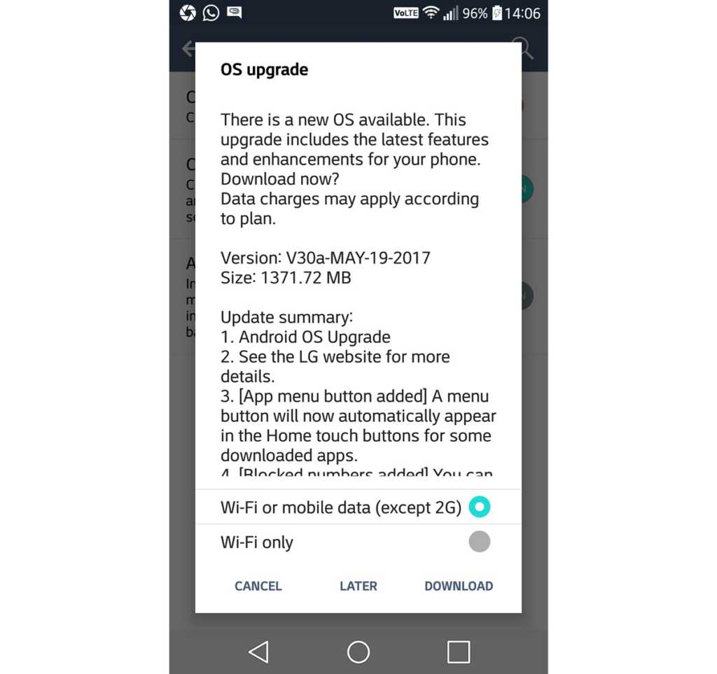 lg v10 getting android 7.0 nougat update to build 3a