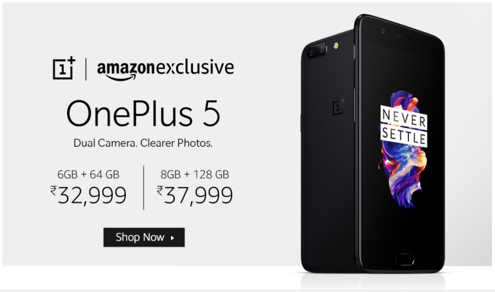 oneplus 5 now for sale on amazon india starting at rs. 32,999