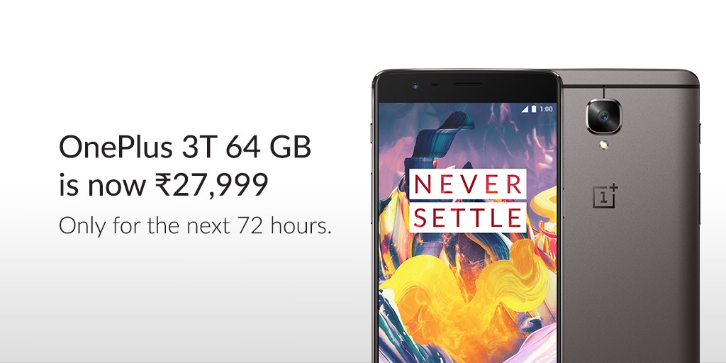 deal: oneplus 3t now available at a discounted price of ₹27,999 in india