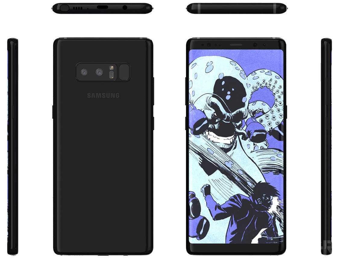 galaxy note 8 leaked renders reveal fingerprint positioning inherited from galaxy s8/s8+