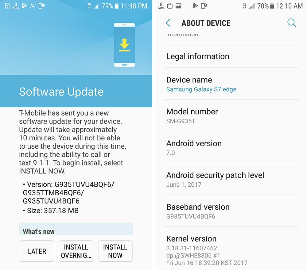 t-mobile smasung s7 and s7 edge june security patches