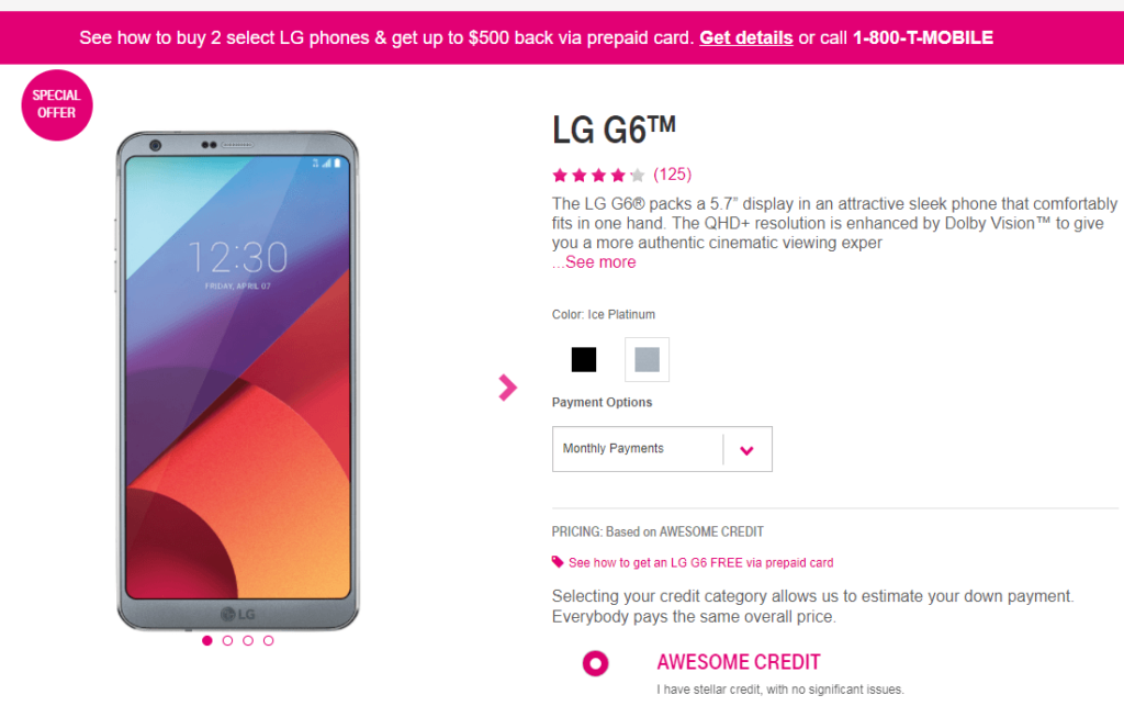 t-mobile offers buy one get one deal for lg g6 and galaxy s8+