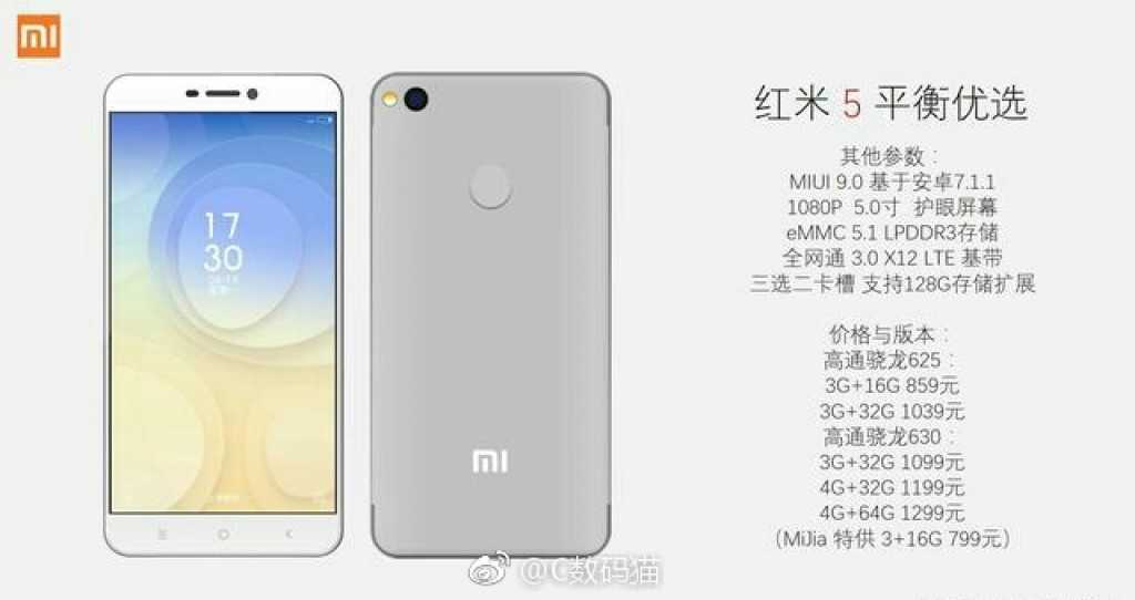 xiaomi redmi 5 specs leaked via official images