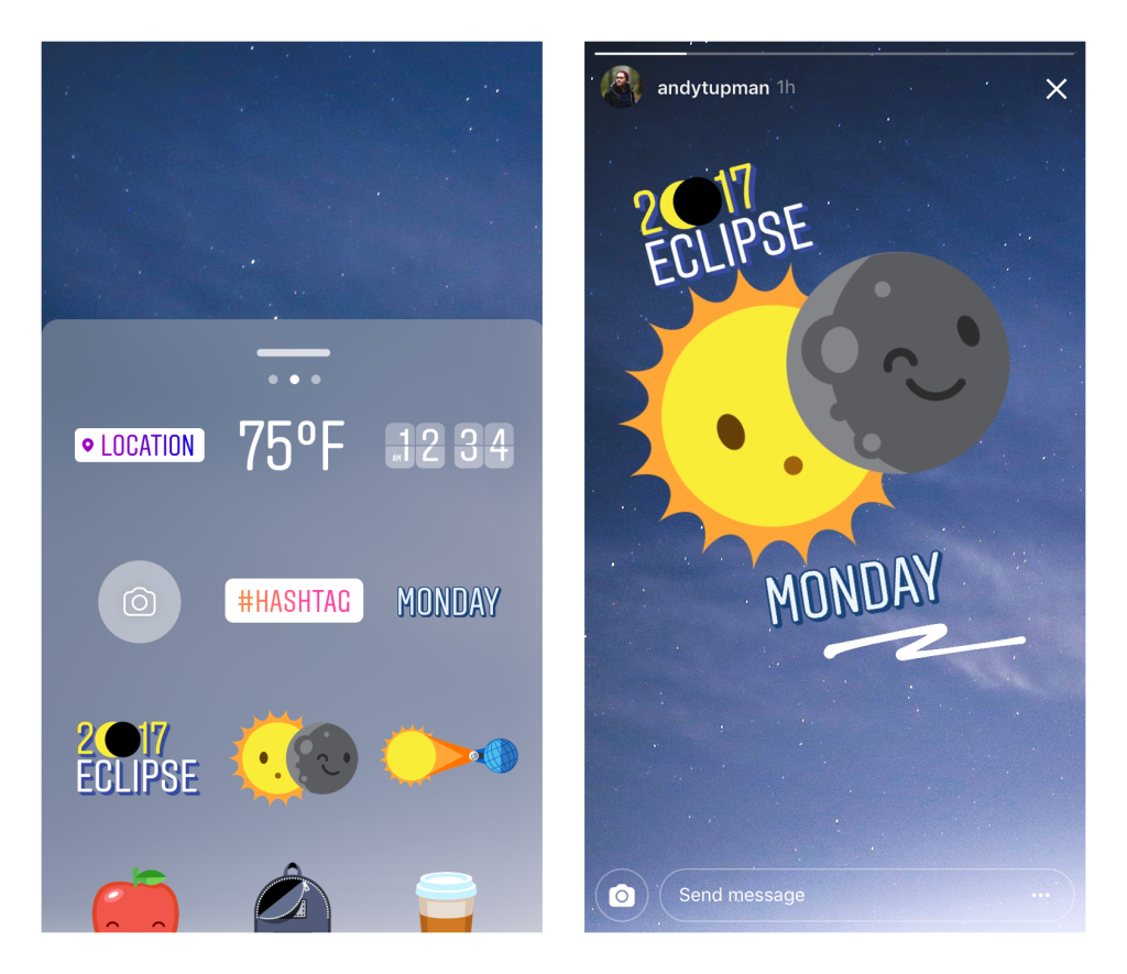 instagram solar eclipse sticker