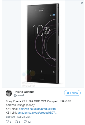 sony xperia xz1 and xz1 compact price details leaked just before official launch