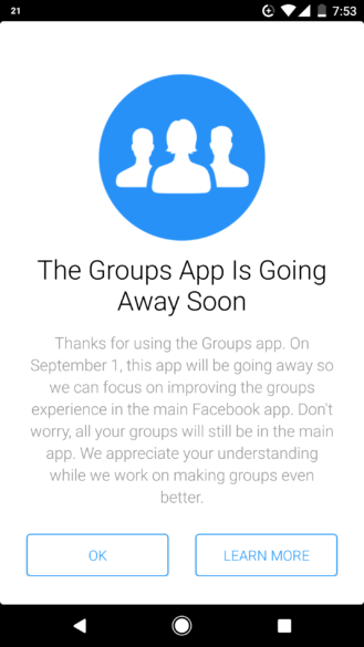 facebook groups app shutdown