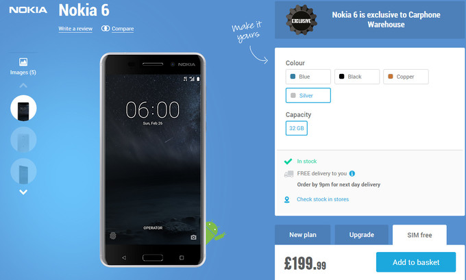 nokia 6 finally arrives in the uk at just £199.99