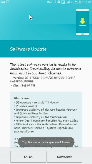 android 7.0 to the galaxy j7 prime