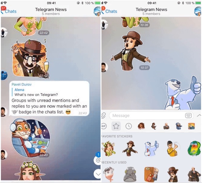 telegram v4.3 features