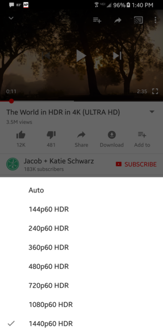 galaxy s8, note 8 and xperia xz premium now supports hdr on youtube