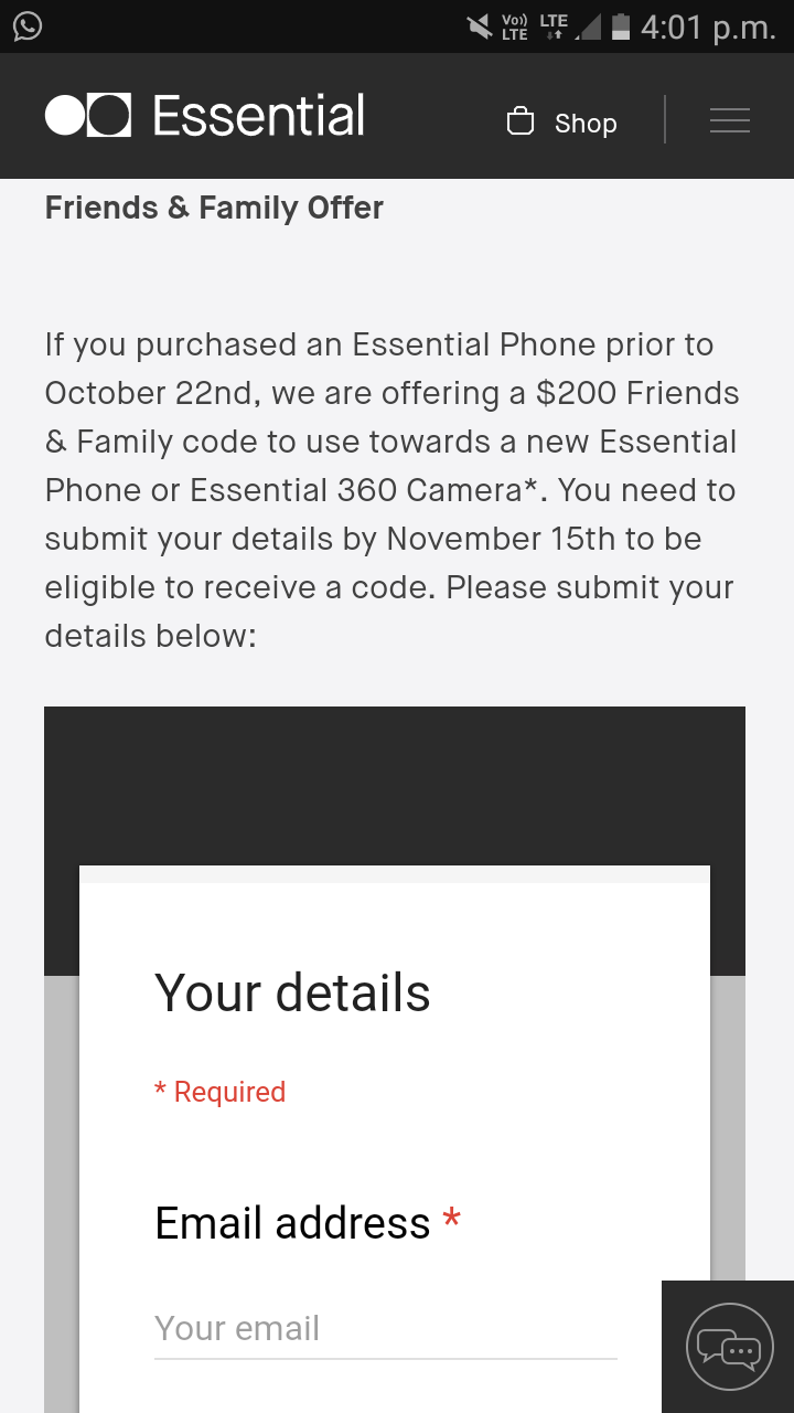 essential offers friends and family code worth $200 for early adopters
