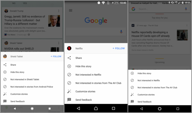 overflow menu design in google app is now changing from pop-up view to a window-like layout