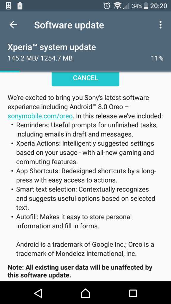 xperia x performance oreo update