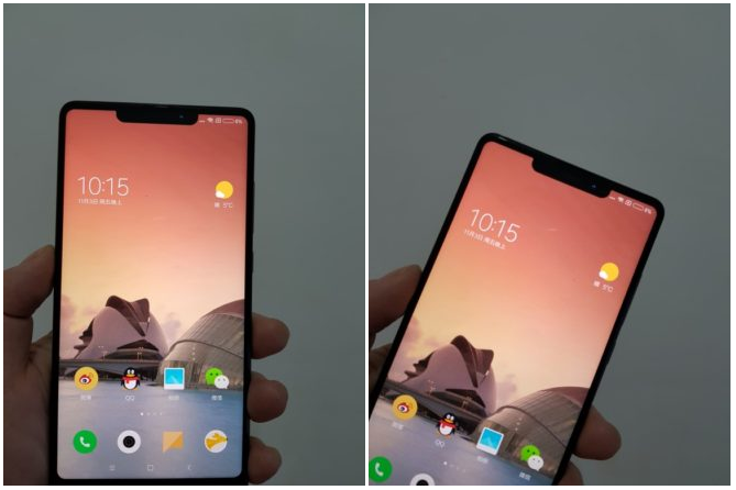 first images of the leaked mi mix 2s show an iphone x-like display
