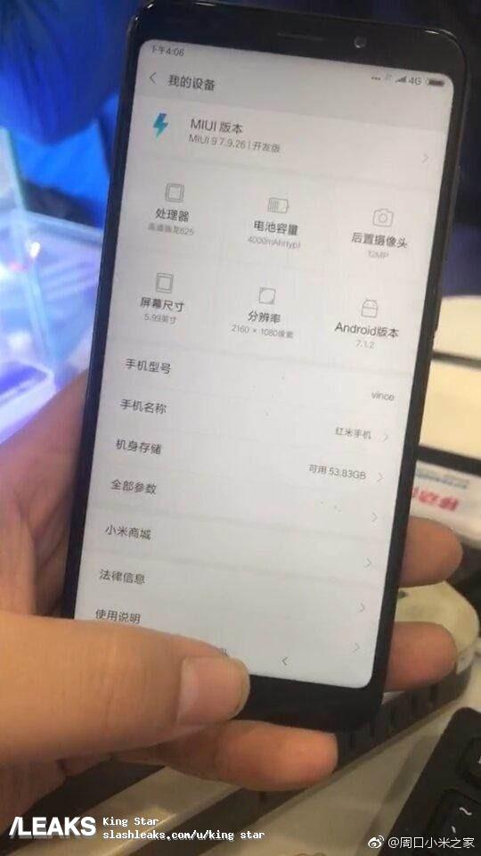 xiaomi redmi note 5 live image leaks, shows bezel-less screen, miui 9