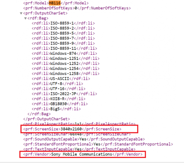 sony h81xx, h82xx and h83xx smartphones appear on user agent profiles