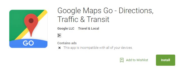 google maps go hits play store but doesn't support any device yet 1 google maps go