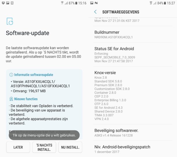 galaxy a5 (2016) december update