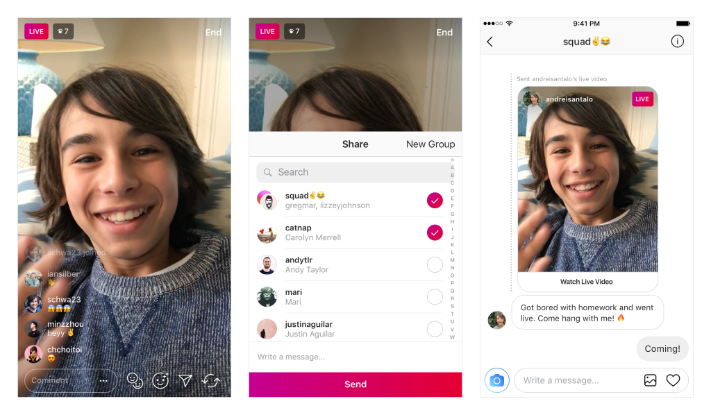 instagram live video direct message