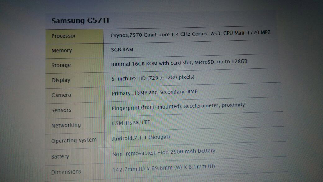 galaxy j5 prime 2017 specifications