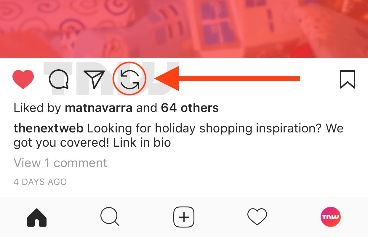 instagram regram button
