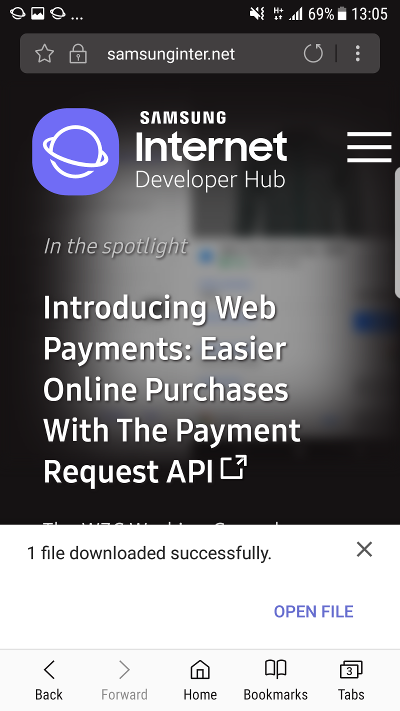 samsung internet open downloaded file