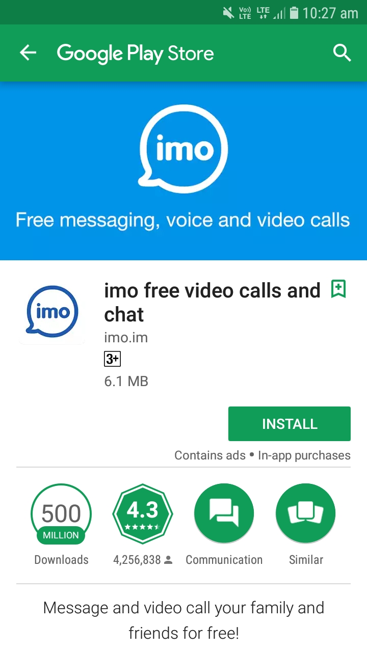 imo messaging app crossed 500 million download mark on google play store
