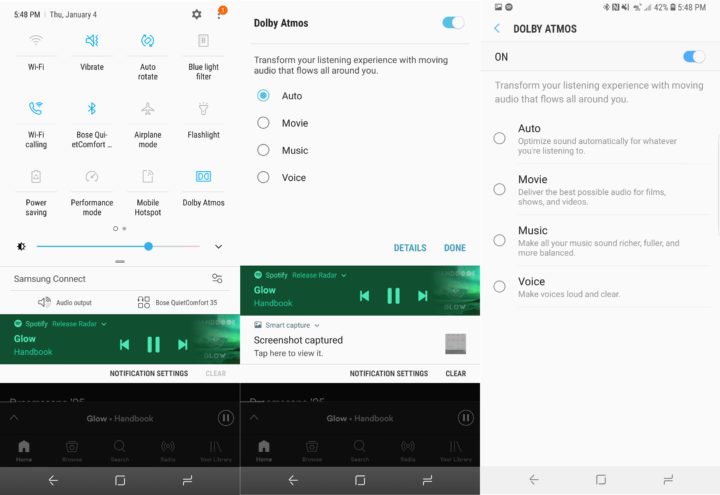 dolby atmos won't be featuring on galaxy s8/s8+ with final oreo build