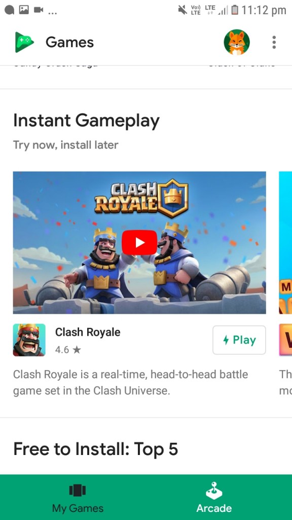play games instantly using google's smart "instant play" feature on play games