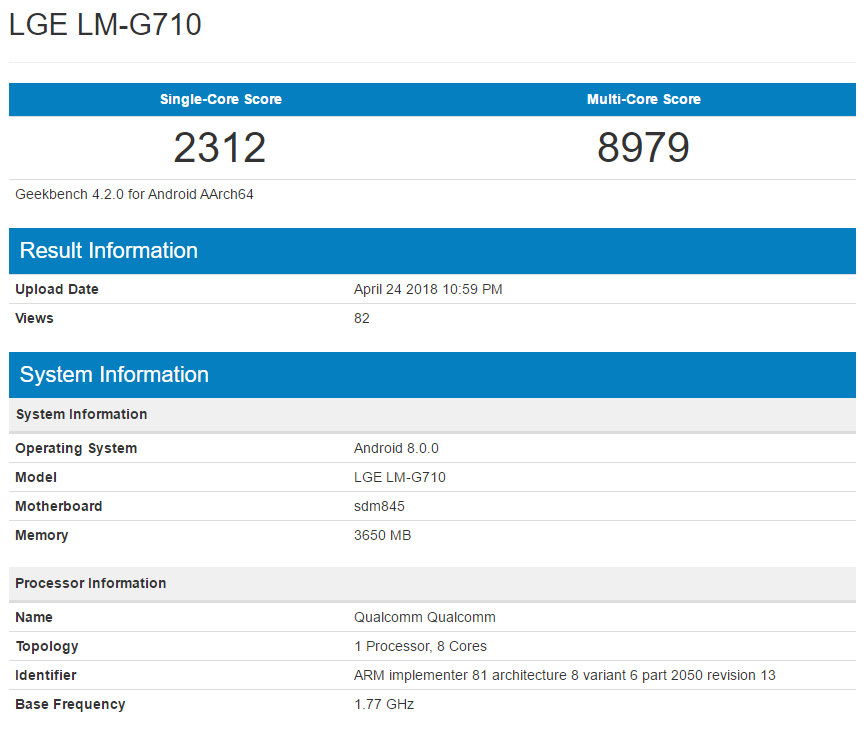 lg g7 thinq appears in geekbench listings, packs mighty power under the hood