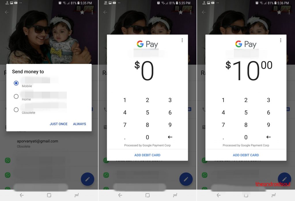 google contacts app caught testing payments feature directly