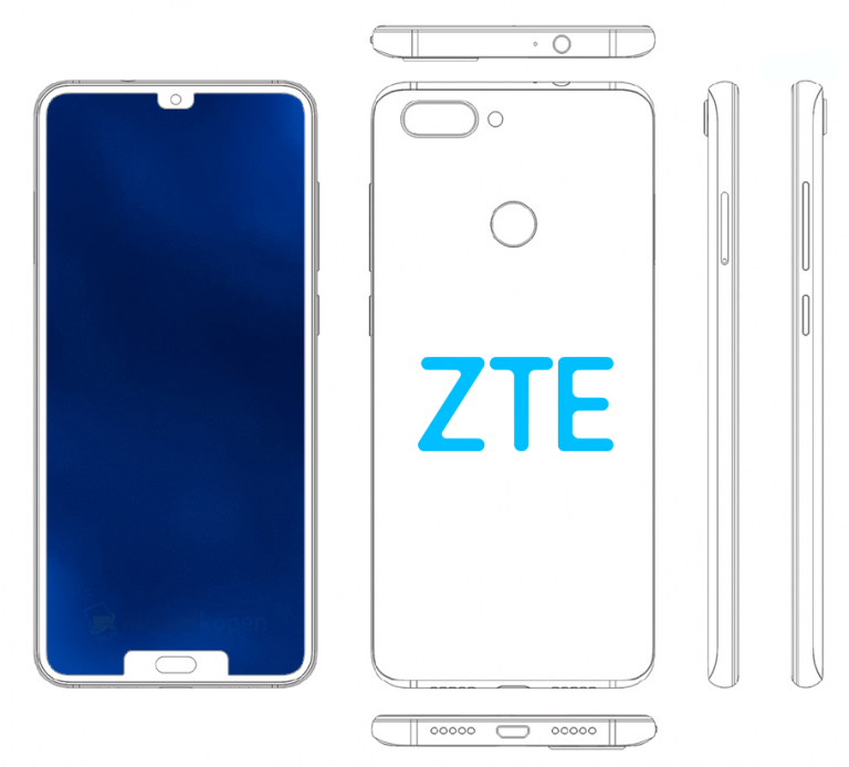 zte patents the dual-notch smartphone design