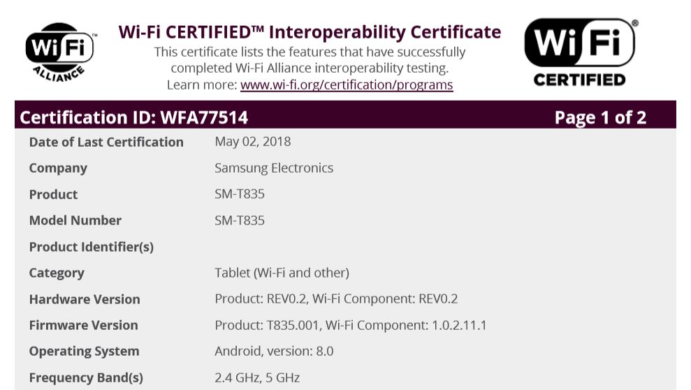 samsung-galaxy-tab-s4-wifi-certification