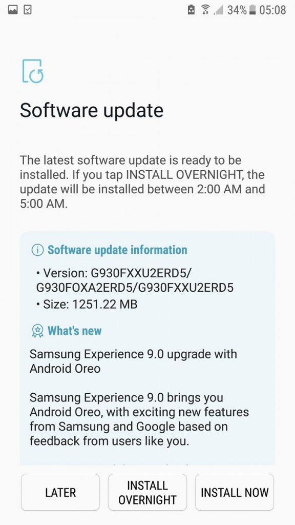 samsung galaxy s7 and s7 edge receiving android oreo 8.0 update in u.k.