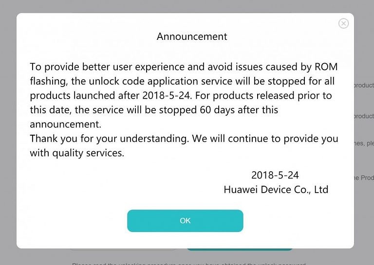 huawei to completely halt official bootloader unlock service soon