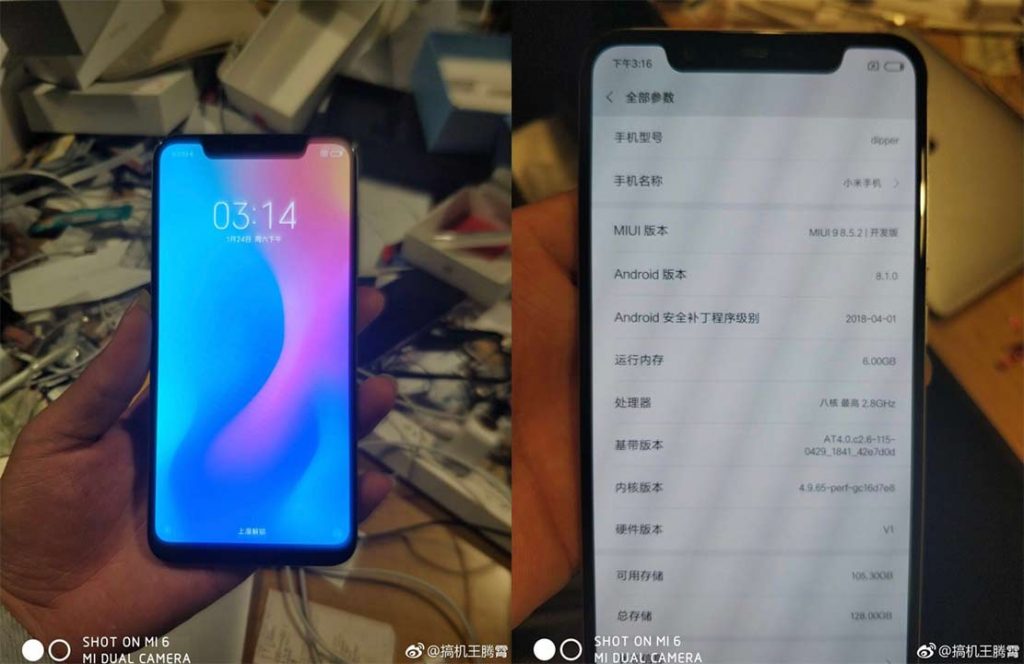 alleged xiaomi mi7 leaked in images, houses a notch